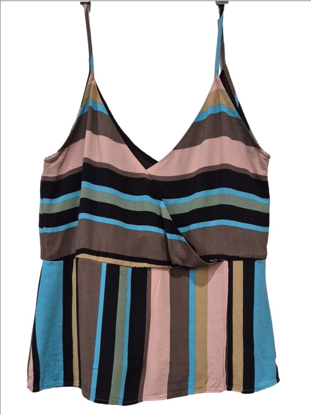 Zara Multicolor Striped Surplice Wrap Camisole Top - Size Medium (M